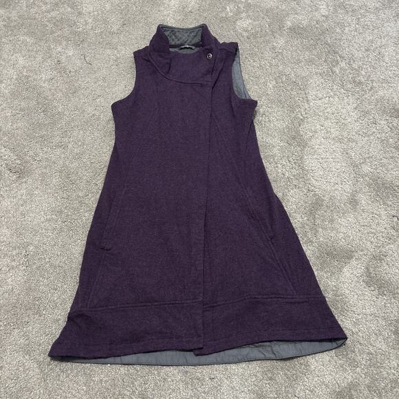 Toad & Co Wildling Long Vest Asymmetrical Snap Closure Size M Wool Blend Purple - Picture 1 of 5